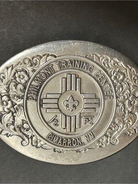 Vintage Pewter Philmont Boy Scout Camp Belt Buckle Training Center New Mexico